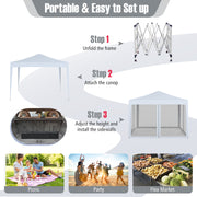 Costway - 10 FT x 10 FT Pop-Up Canopy Tent Easy Setup Instant Folding Shelter with Mesh Netting-White