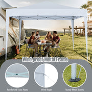 Costway - 10 FT x 10 FT Pop-Up Canopy Tent Easy Setup Instant Folding Shelter with Mesh Netting-White