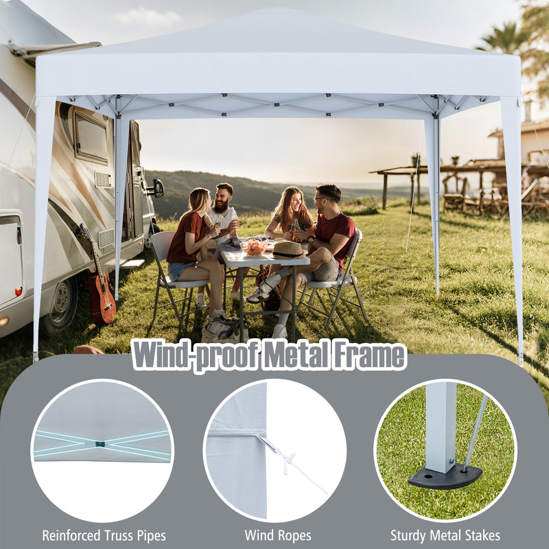 Costway - 10 FT x 10 FT Pop-Up Canopy Tent Easy Setup Instant Folding Shelter with Mesh Netting-White