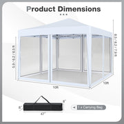 Costway - 10 FT x 10 FT Pop-Up Canopy Tent Easy Setup Instant Folding Shelter with Mesh Netting-White