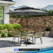 Costway - 10 Feet Solar Patio Umbrella with 32 LED Lights 3-Tier Vented Top-Gray