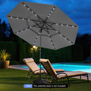 Costway - 10 Feet Solar Patio Umbrella with 32 LED Lights 3-Tier Vented Top-Gray