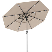 Costway - 10 Feet Solar Patio Umbrella with 32 LED Lights 3-Tier Vented Top-Beige