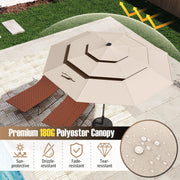 Costway - 10 Feet Solar Patio Umbrella with 32 LED Lights 3-Tier Vented Top-Beige