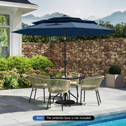 Costway - 10 Feet Solar Patio Umbrella with 32 LED Lights 3-Tier Vented Top-Navy