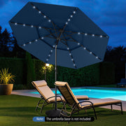 Costway - 10 Feet Solar Patio Umbrella with 32 LED Lights 3-Tier Vented Top-Navy