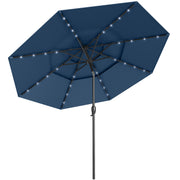 Costway - 10 Feet Solar Patio Umbrella with 32 LED Lights 3-Tier Vented Top-Navy
