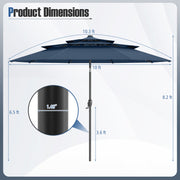 Costway - 10 Feet Solar Patio Umbrella with 32 LED Lights 3-Tier Vented Top-Navy