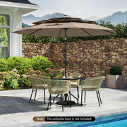 Costway - 10 Feet Solar Patio Umbrella with 32 LED Lights 3-Tier Vented Top-Taupe