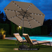 Costway - 10 Feet Solar Patio Umbrella with 32 LED Lights 3-Tier Vented Top-Taupe