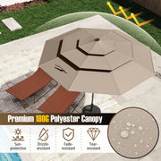 Costway - 10 Feet Solar Patio Umbrella with 32 LED Lights 3-Tier Vented Top-Taupe