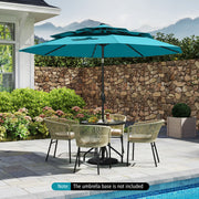 Costway - 10 Feet Solar Patio Umbrella with 32 LED Lights 3-Tier Vented Top-Turquoise