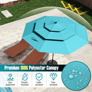 Costway - 10 Feet Solar Patio Umbrella with 32 LED Lights 3-Tier Vented Top-Turquoise
