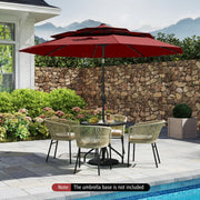 Costway - 10 Feet Solar Patio Umbrella with 32 LED Lights 3-Tier Vented Top-Wine