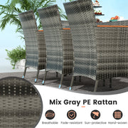 Costway - 10 Pieces Patio Wicker Dining Set with 15 Feet Double-Sided Patio Umbrella-Gray
