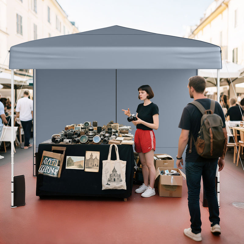 Costway - 10 X 10 FT Pop up Canopy Tent Outdoor Patio Commercial Sunshade Shelter with 4 Sidewalls-Gray