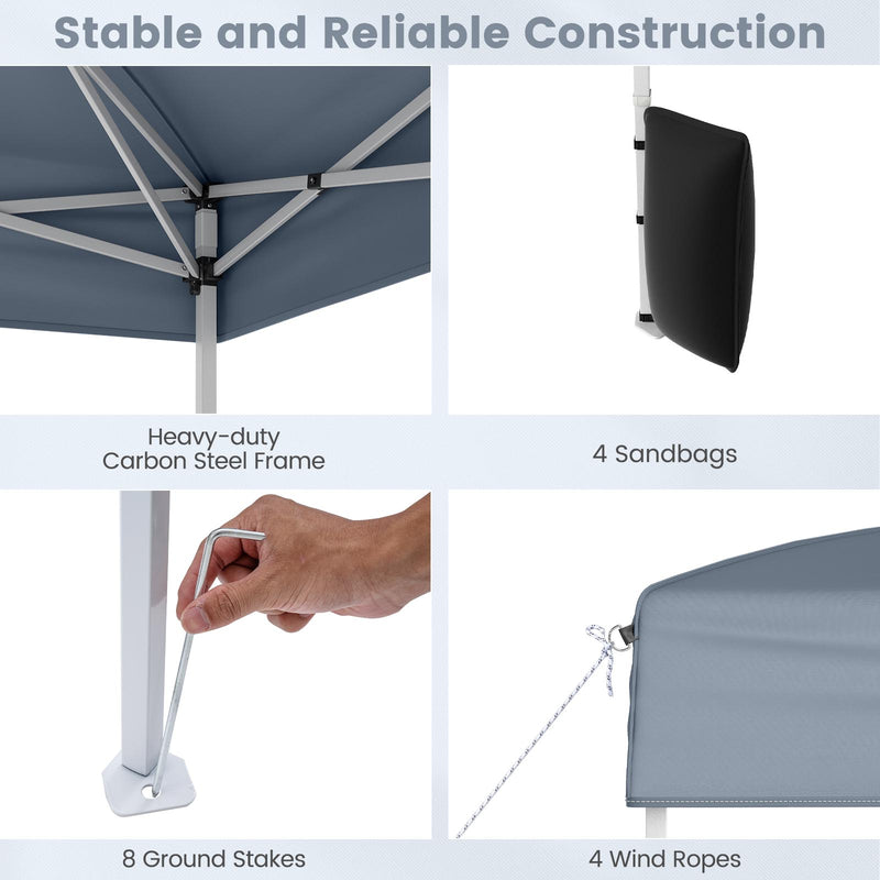 Costway - 10 X 10 FT Pop up Canopy Tent Outdoor Patio Commercial Sunshade Shelter with 4 Sidewalls-Gray