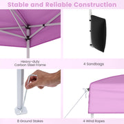 Costway - 10 X 10 FT Pop up Canopy Tent Outdoor Patio Commercial Sunshade Shelter with 4 Sidewalls-Pink