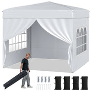 Costway - 10 X 10 FT Pop up Canopy Tent Outdoor Patio Commercial Sunshade Shelter with 4 Sidewalls-White