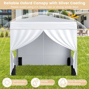 Costway - 10 X 10 FT Pop up Canopy Tent Outdoor Patio Commercial Sunshade Shelter with 4 Sidewalls-White
