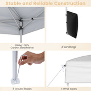 Costway - 10 X 10 FT Pop up Canopy Tent Outdoor Patio Commercial Sunshade Shelter with 4 Sidewalls-White