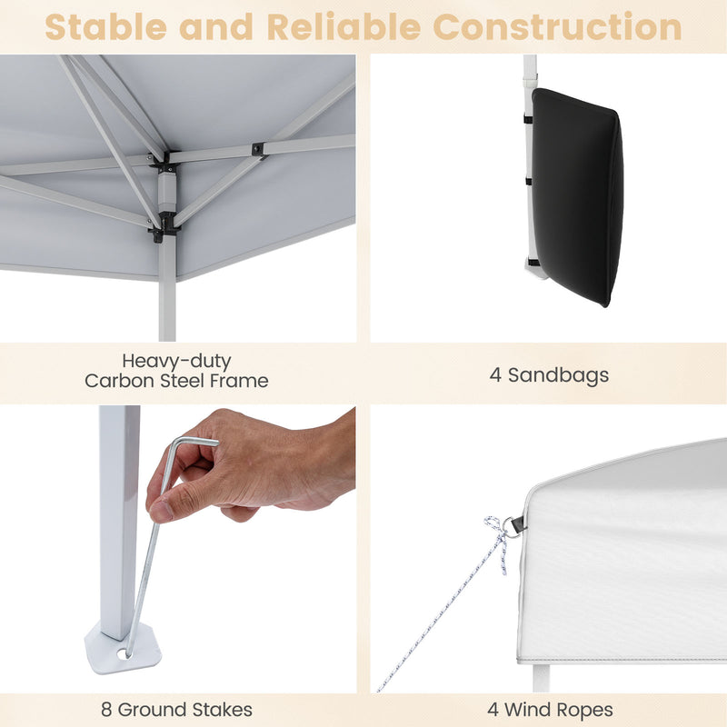 Costway - 10 X 10 FT Pop up Canopy Tent Outdoor Patio Commercial Sunshade Shelter with 4 Sidewalls-White