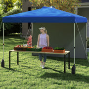 Costway - 10 X 10 FT Pop up Canopy Tent with 1 Sidewall and Wheeled Bag-Blue