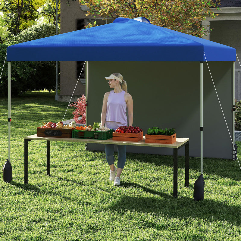 Costway - 10 X 10 FT Pop up Canopy Tent with 1 Sidewall and Wheeled Bag-Blue