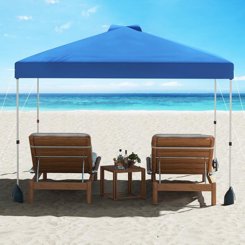 Costway - 10 X 10 FT Pop up Canopy Tent with 1 Sidewall and Wheeled Bag-Blue