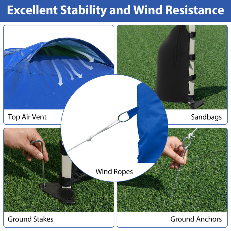 Costway - 10 X 10 FT Pop up Canopy Tent with 1 Sidewall and Wheeled Bag-Blue