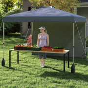 Costway - 10 X 10 FT Pop up Canopy Tent with 1 Sidewall and Wheeled Bag-Gray