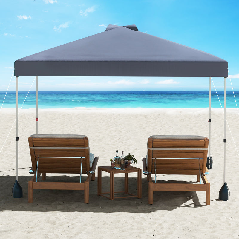 Costway - 10 X 10 FT Pop up Canopy Tent with 1 Sidewall and Wheeled Bag-Gray
