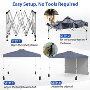 Costway - 10 X 10 FT Pop up Canopy Tent with 1 Sidewall and Wheeled Bag-Gray