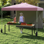 Costway - 10 X 10 FT Pop up Canopy Tent with 1 Sidewall and Wheeled Bag-Pink