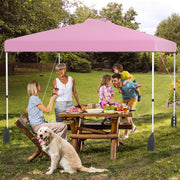Costway - 10 X 10 FT Pop up Canopy Tent with 1 Sidewall and Wheeled Bag-Pink