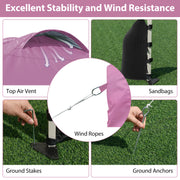 Costway - 10 X 10 FT Pop up Canopy Tent with 1 Sidewall and Wheeled Bag-Pink