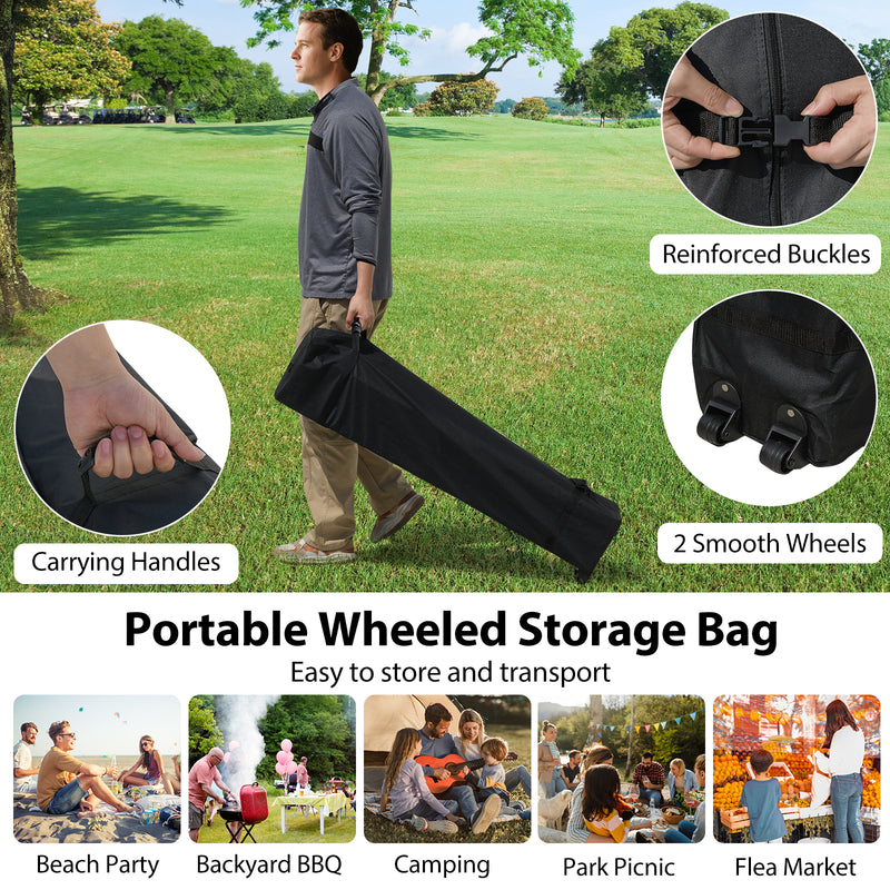 Costway - 10 X 10 FT Pop up Canopy Tent with 1 Sidewall and Wheeled Bag-Pink