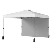 Costway - 10 X 10 FT Pop up Canopy Tent with 1 Sidewall and Wheeled Bag-White