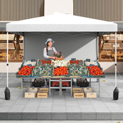 Costway - 10 X 10 FT Pop up Canopy Tent with 1 Sidewall and Wheeled Bag-White