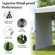 Costway - 10 X 10 FT Pop up Canopy Tent with 1 Sidewall and Wheeled Bag-White