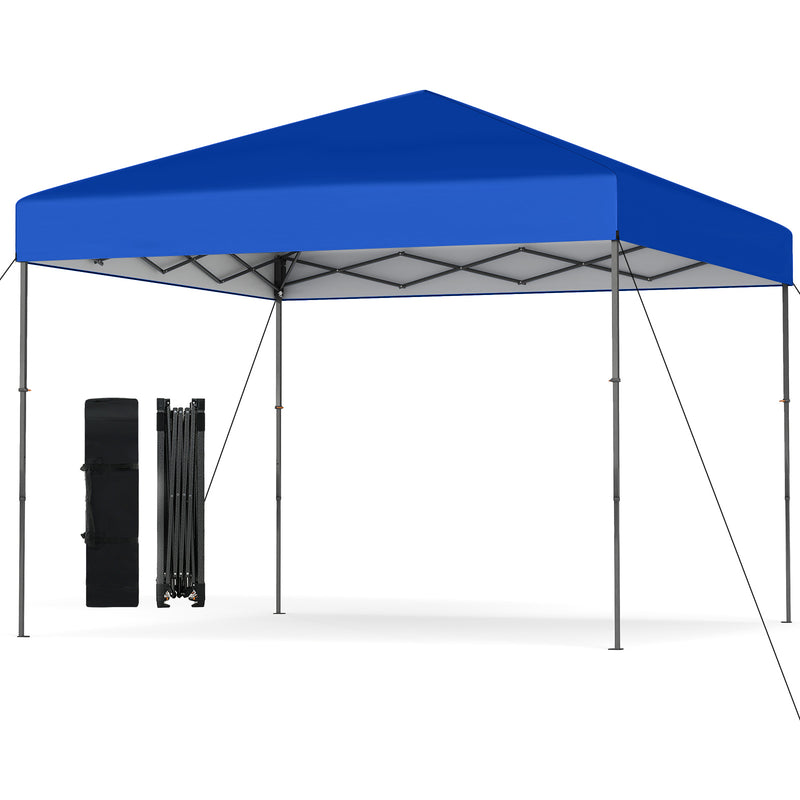 Costway - 10 X 10 Feet Pop up Canopy Tent with Portable Carrying Bag and 8 Stakes-Blue