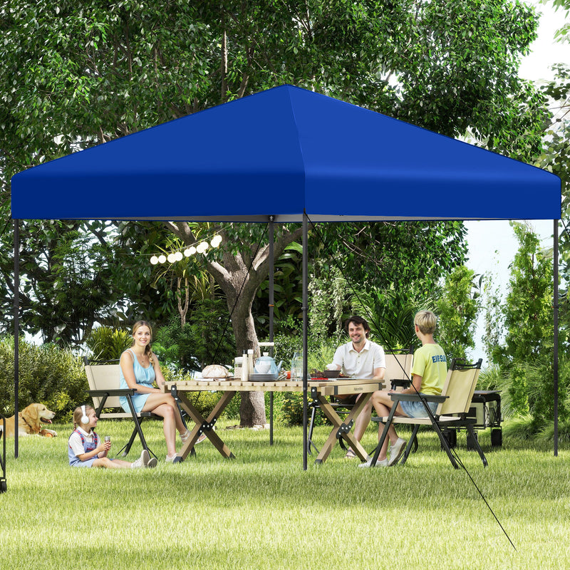 Costway - 10 X 10 Feet Pop up Canopy Tent with Portable Carrying Bag and 8 Stakes-Blue