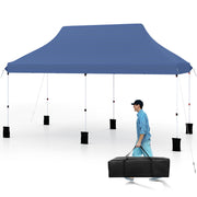 Costway - 10 X 20 FT Pop up Canopy Tent Foldable Portable Outdoor Gazebo with Carry Bag-Blue