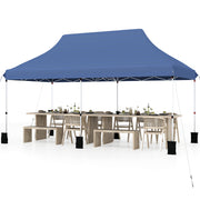 Costway - 10 X 20 FT Pop up Canopy Tent Foldable Portable Outdoor Gazebo with Carry Bag-Blue