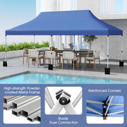 Costway - 10 X 20 FT Pop up Canopy Tent Foldable Portable Outdoor Gazebo with Carry Bag-Blue