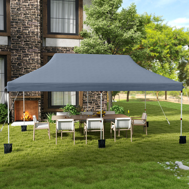 Costway - 10 X 20 FT Pop up Canopy Tent Foldable Portable Outdoor Gazebo with Carry Bag-Gray