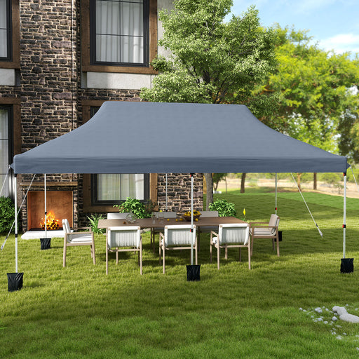 Costway - 10 X 20 FT Pop up Canopy Tent Foldable Portable Outdoor Gazebo with Carry Bag-Gray