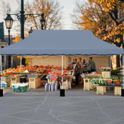 Costway - 10 X 20 FT Pop up Canopy Tent Foldable Portable Outdoor Gazebo with Carry Bag-Gray