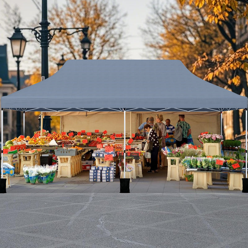 Costway - 10 X 20 FT Pop up Canopy Tent Foldable Portable Outdoor Gazebo with Carry Bag-Gray