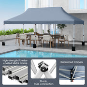 Costway - 10 X 20 FT Pop up Canopy Tent Foldable Portable Outdoor Gazebo with Carry Bag-Gray